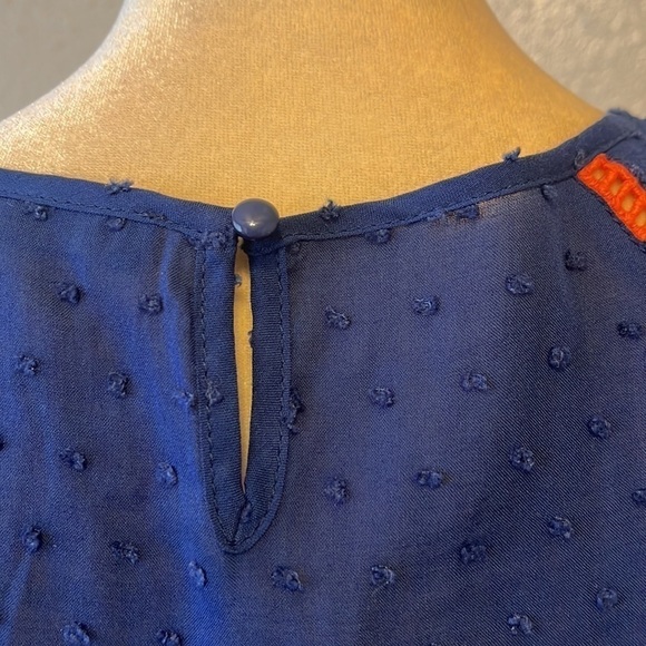 Thml Blue Embroidered Boho Top Size S - Picture 4 of 7
